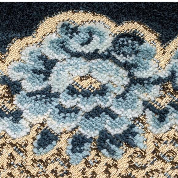 Rare Luxe Set of 6 Blue WEDGWOOD Velvet Brocade Rose Placemats Belgium Vintage - Picture 3 of 7